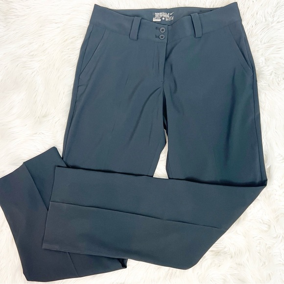 NIKE GOLF BLACK FLAT FRONT STRAIGHT LEG LIGHTWEIGHT PANTS WOMENS SZ 8 NWT - Picture 1 of 7